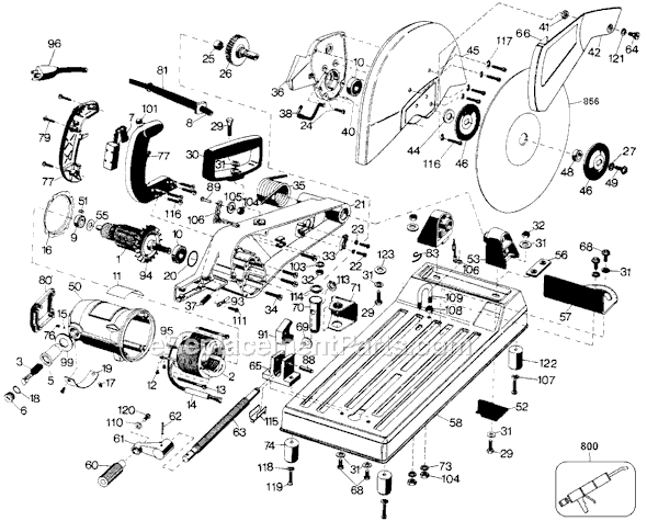Page A Diagram and Parts List for 3934 Type 4 Black and Decker Chop Saw